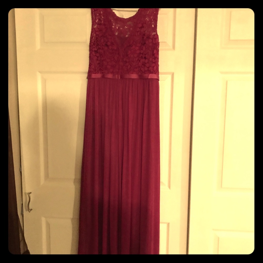 David’s Bridal Raspberry Bridesmaids Dress